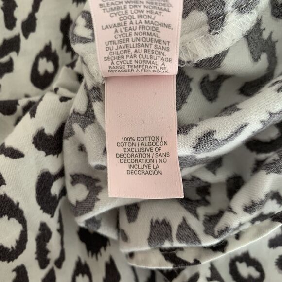 Victoria Secret Sleep Shirt Dress M White Animal Print Button Down Long Sleeve - Picture 9 of 9